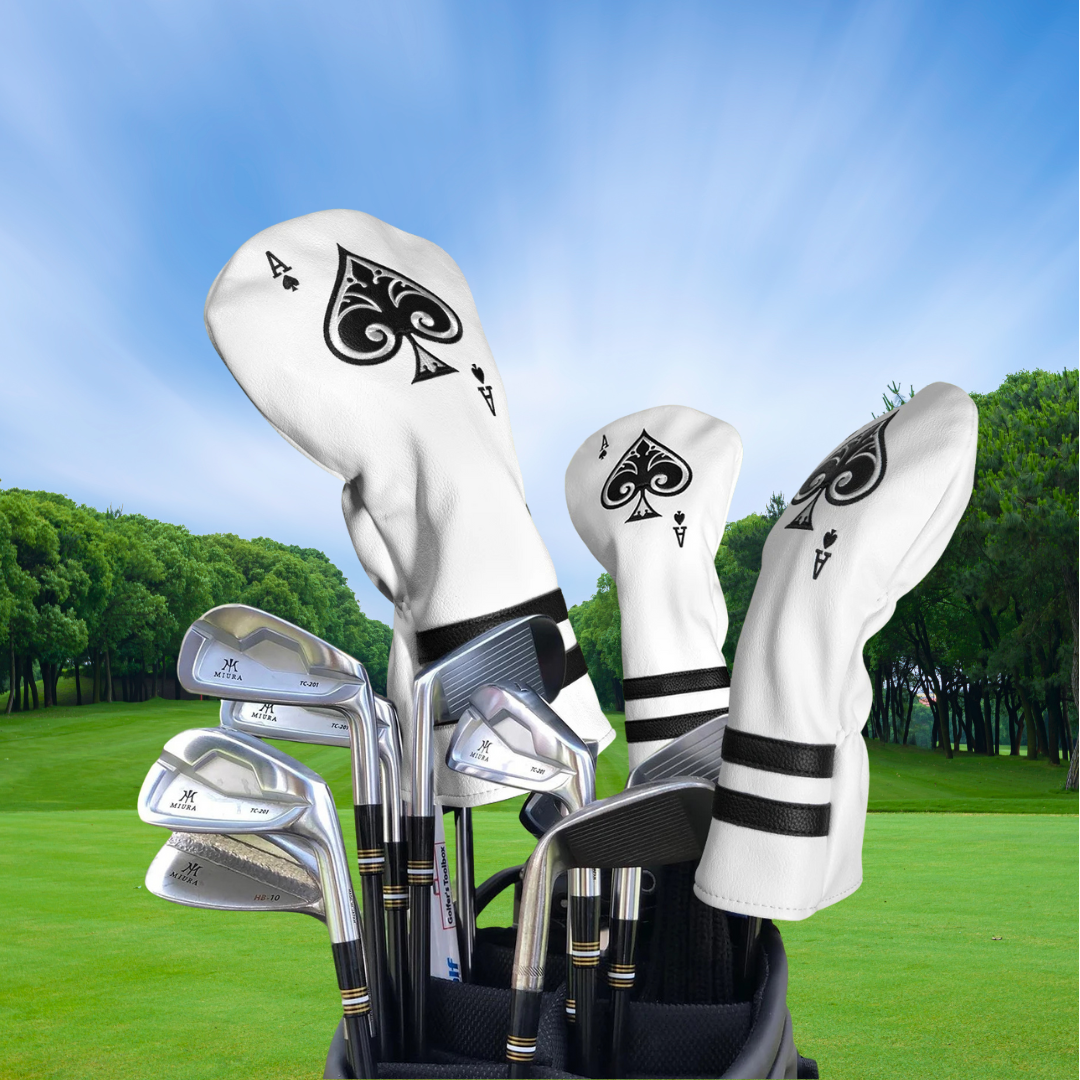 Ace Hunter (White) Golf Headcovers | Premium Golf Club Covers