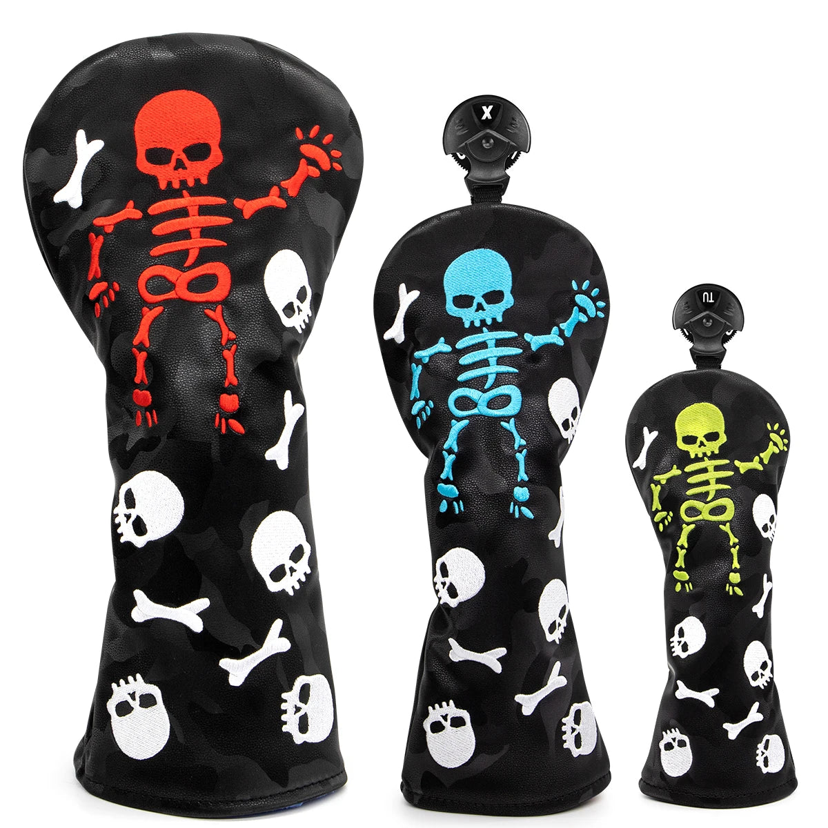 Black Skulls Wood Covers | headcovers