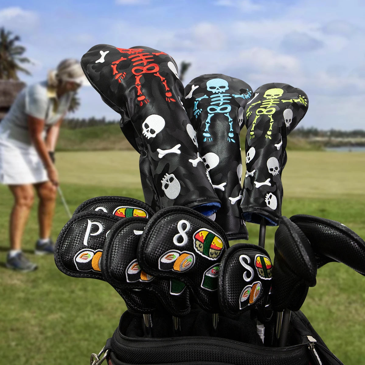 Black Skulls Wood Covers | headcovers