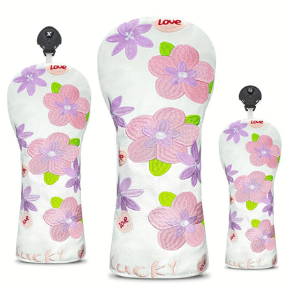 White Floral Wood Covers | Headcovers
